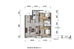 中粮美悦府2室2厅1厨1卫建面83.00㎡