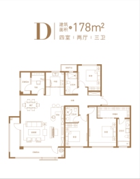 金地威高·观海澜湾4室2厅1厨3卫建面178.00㎡