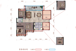 北建理想城3室2厅1厨2卫建面128.23㎡