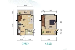 天赐南湾1室1厅1厨1卫建面62.53㎡