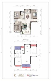 融科·书香世家3室2厅1厨2卫建面113.00㎡