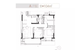 华润湖湾天地3室2厅1厨1卫建面104.00㎡