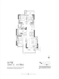 蓝光雍锦府3室2厅1厨1卫建面98.00㎡