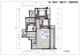 青秀阅山3室2厅1厨2卫建面120.00㎡