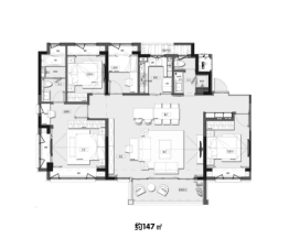 融信旭辉·世纪古美4室2厅1厨2卫建面147.00㎡