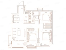 孔雀城时代北宸3室2厅1厨1卫建面91.00㎡