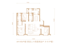 中国铁建西派宸樾3室2厅1厨2卫建面145.00㎡