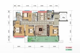 鸿基湖畔新城4室2厅1厨2卫建面127.00㎡