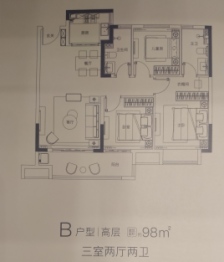 祥生府3室2厅1厨2卫建面98.00㎡