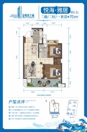 北投观海上城2室2厅1厨1卫建面70.00㎡