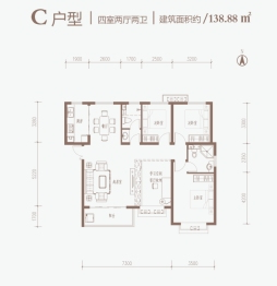 东方·水墨林居3室2厅1厨2卫建面138.88㎡