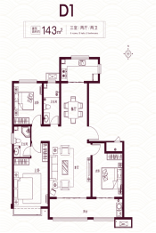 四建美林丽景3室2厅1厨2卫建面143.00㎡