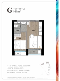 深国际万科和颂轩 星空1室1厅1厨1卫建面40.00㎡