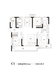 国安天和3室2厅1厨2卫建面128.00㎡