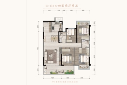 南宁建发五象印月4室2厅1厨2卫建面133.00㎡