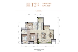 枫香桂园3室2厅1厨2卫建面95.76㎡