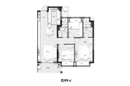 融信旭辉·世纪古美3室2厅1厨2卫建面99.00㎡