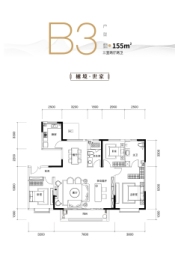 紫樾宸府3室2厅1厨2卫建面155.00㎡