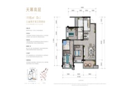 融创·九璟湾3室2厅1厨2卫建面115.00㎡