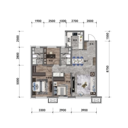 中粮·京西祥云3室2厅1厨2卫建面105.00㎡