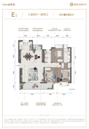 世茂璀璨世家3室2厅1厨2卫建面143.00㎡