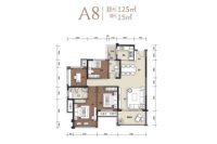 华泰荣御A8户型 建面约125㎡