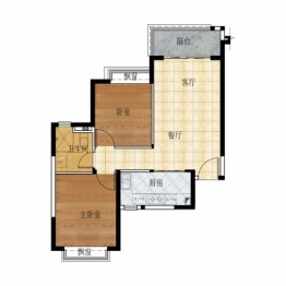 北海恒大御景半岛三期御景湾2室2厅1厨1卫建面83.00㎡