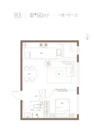 北京城建·天坛府1室1厅1厨1卫建面60.00㎡
