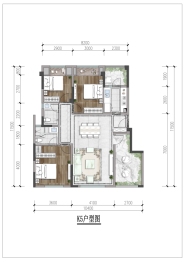 华远海蓝城3室2厅1厨2卫建面99.00㎡