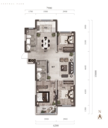 中泱公园3室2厅1厨2卫建面117.00㎡