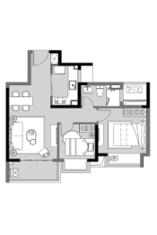 山河万象2室2厅1厨1卫建面75.00㎡