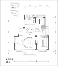 大家美颂2室2厅1厨1卫建面88.00㎡