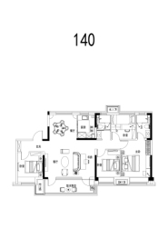 平度碧桂园桃李东方4室2厅1厨2卫建面140.00㎡