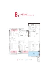 新城天悦观澜3室2厅1厨1卫建面83.00㎡