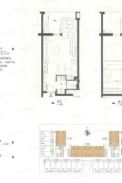 金鹰公馆1室1厅1厨1卫建面57.00㎡