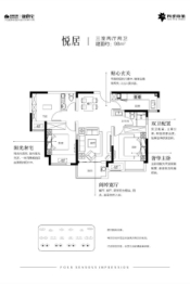 绿地·四季印象3室2厅1厨2卫建面98.00㎡