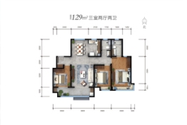 劝学里3室2厅1厨2卫建面129.00㎡