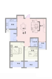 东城·翰林郡2室2厅1厨1卫建面105.80㎡