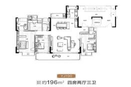 抚州碧桂园悦江府4室3厅1厨3卫建面196.00㎡