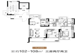 抚州碧桂园悦江府3室2厅1厨2卫建面102.00㎡