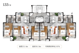 青岛院子3室2厅1厨3卫建面133.00㎡