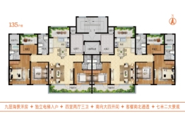 艳阳海4室2厅1厨3卫建面135.00㎡