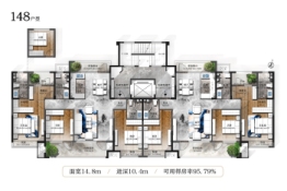 青岛院子3室2厅1厨3卫建面148.00㎡