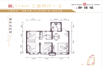 114平三室两厅一卫户型图