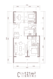 菏泽中心3室2厅1厨2卫建面121.00㎡