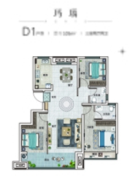 海创珑璟台3室2厅1厨2卫建面105.00㎡