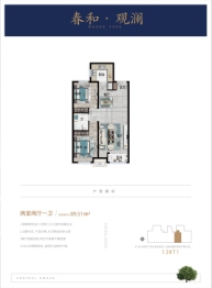 紫樾华庭2室2厅1厨1卫建面89.51㎡