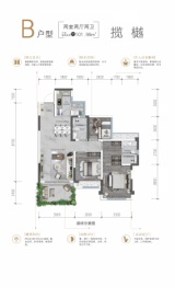 朗基香山樾3室2厅1厨2卫建面101.98㎡