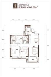 福星·龙庭尚府3室2厅1厨2卫建面106.33㎡