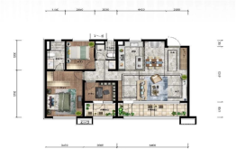 万科西宸之光3室2厅1厨2卫建面123.00㎡